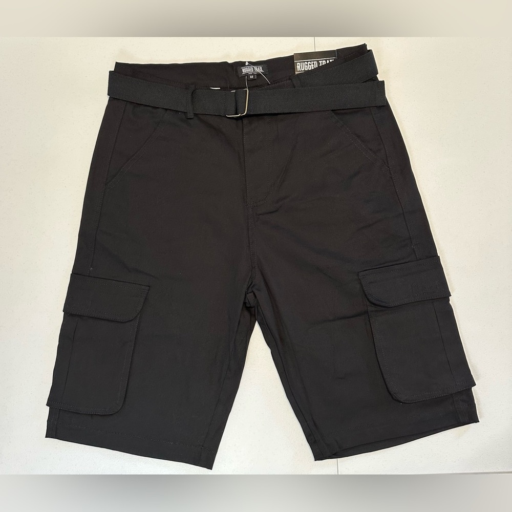 Rugged Trail New York Shorts Mens Cargo 4-Way Stretch Belt Black Size 32 NEW $59